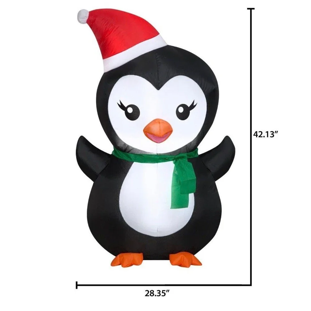 3.5ft Penguin with Santa Hat Holiday Airblown Inflatable